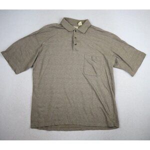 ST. JOHN'S BAY - MEN'S BEIGE SHORT SLEEVE POLO SHIRT - SIZE L